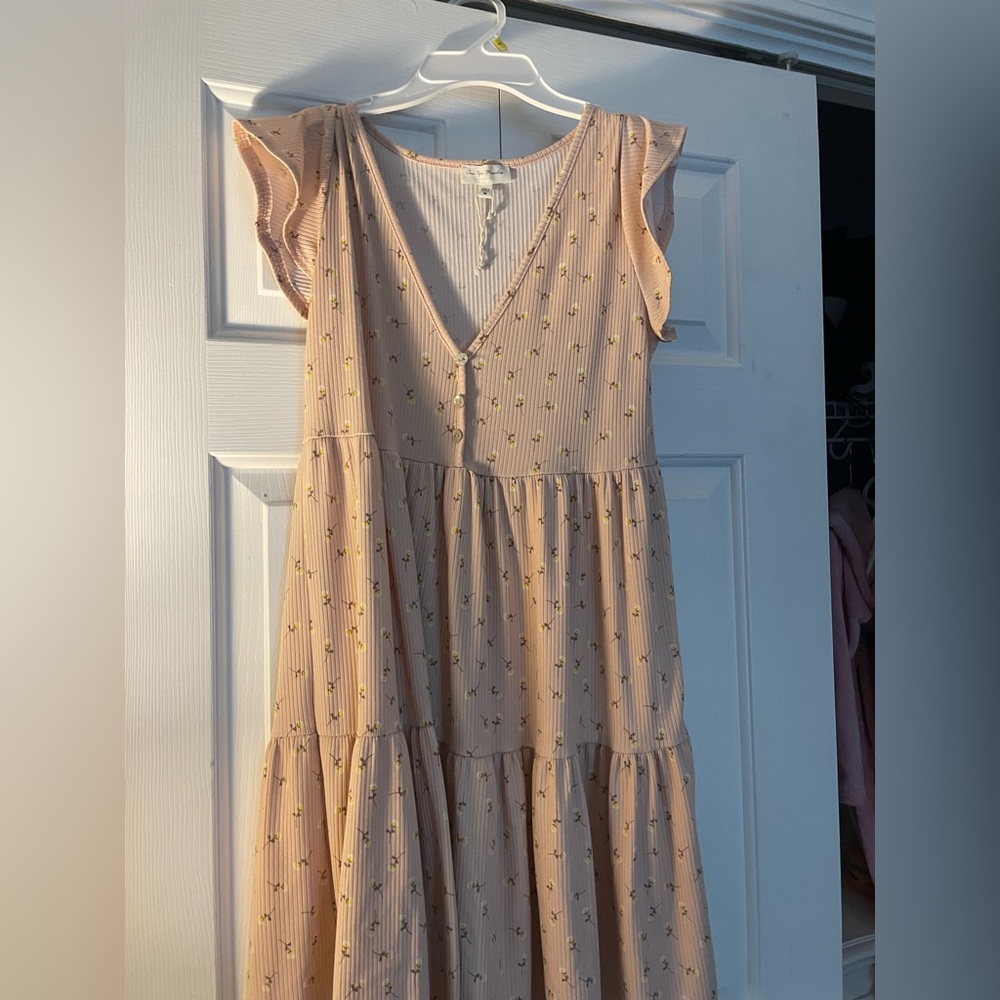 Pink Floral Casual Dress